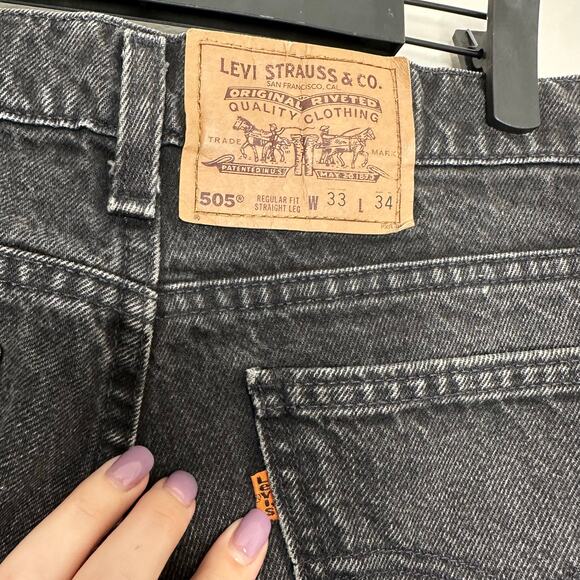 vintage Levi's orange tag Regular Fit Slim Leg black distressed denim - Picture 6 of 8